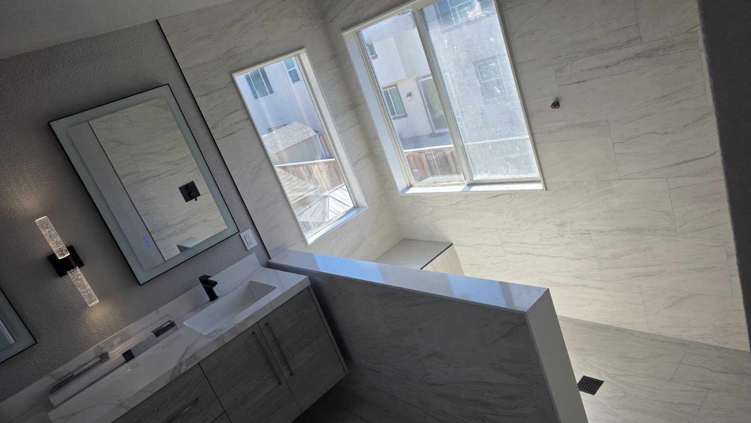 Bathroom remodel with large format tile and shower
